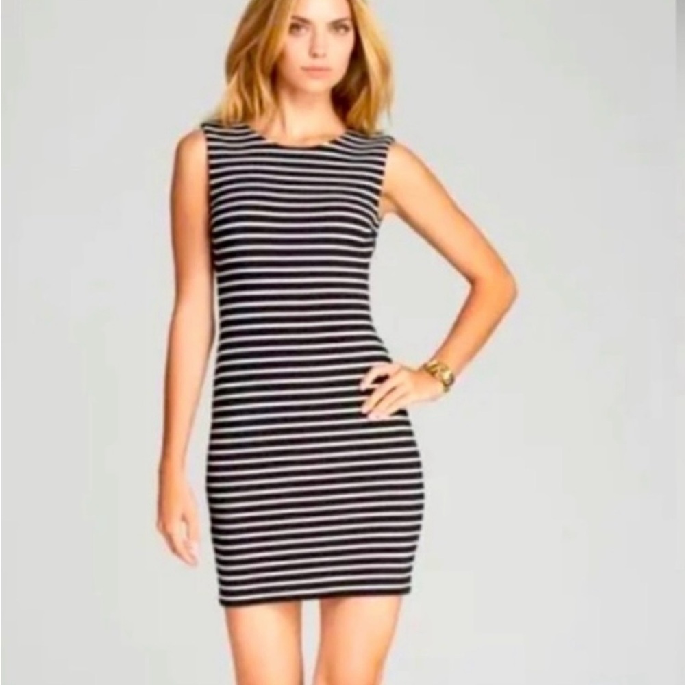 Juicy Couture Striped Ponte Sleeveless Stretch Knit Bodycon Dress Size Small EUC